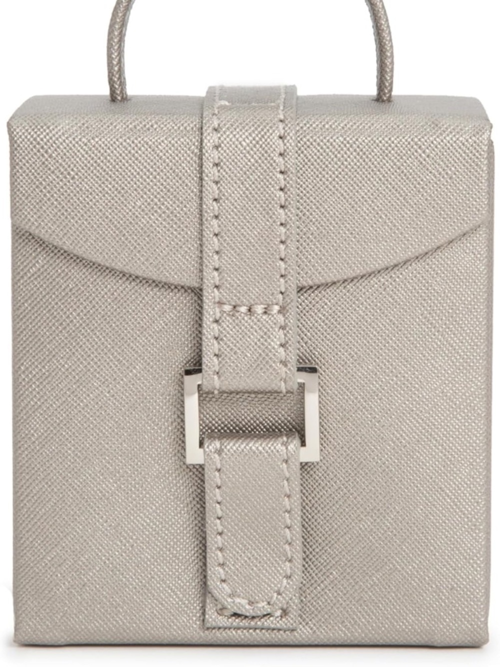 WOLF Heritage Fold-Out Jewelry Box, Pewter Saffiano